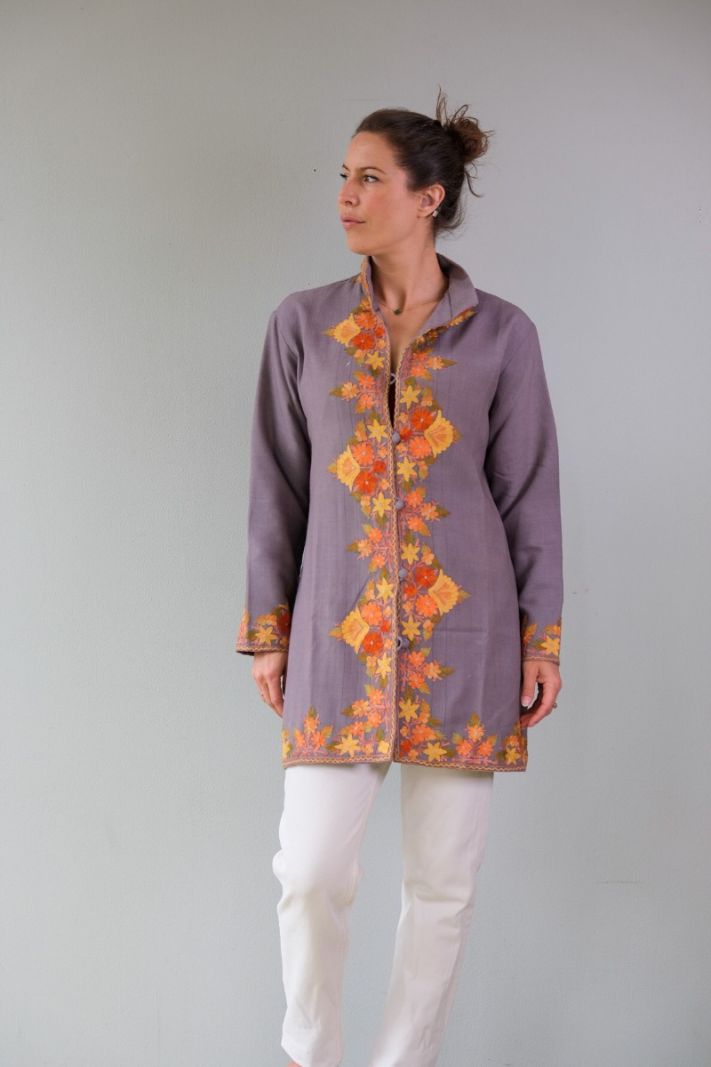 Coat hand embroidered on wool, Nepal