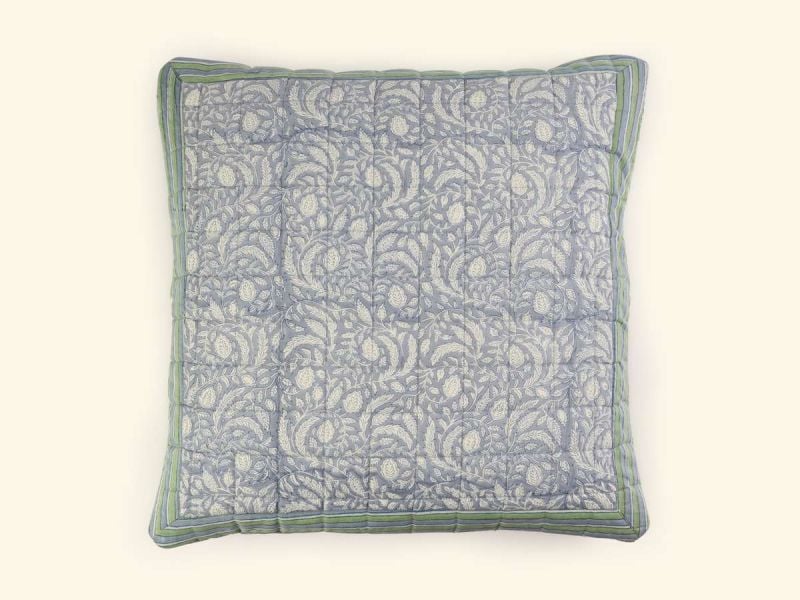 Cotton pillowcase by Khasto a product of craftsmanship and sustainability. The printed pillow cases are hand block printed and quilted.