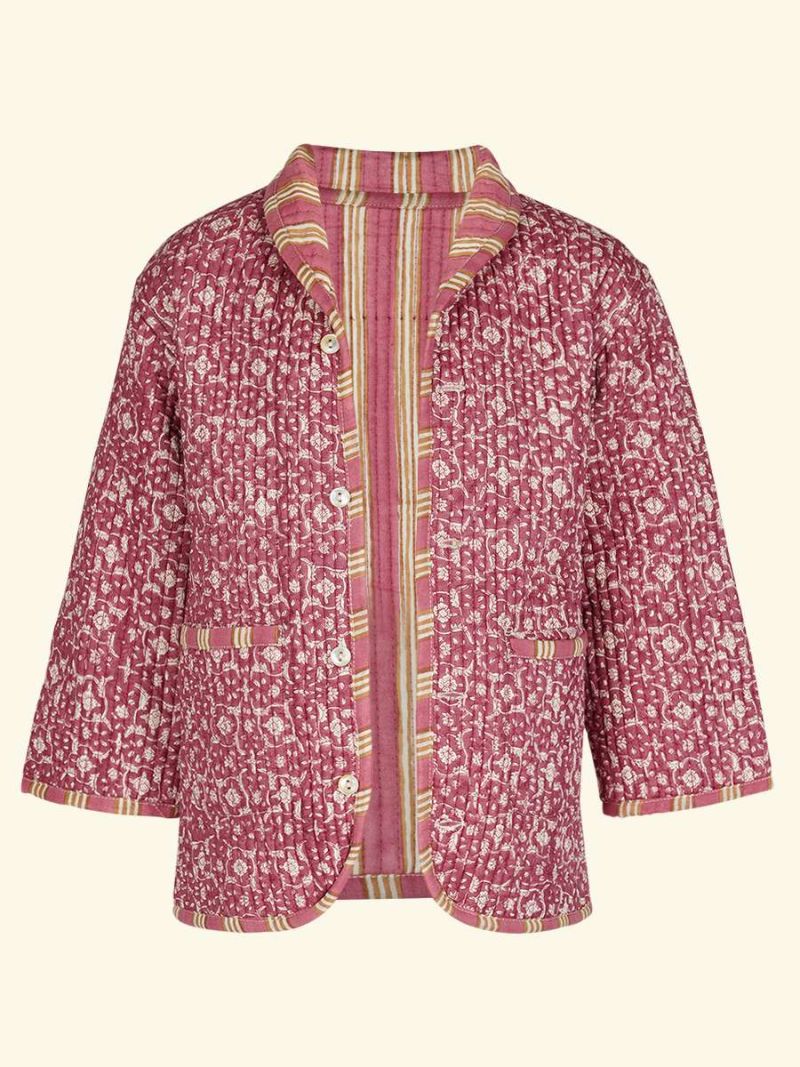 Kids quilted jacket by Khasto a product of craftsmanship and sustainability. The kids quilted jacket is hand block printed and quilted.