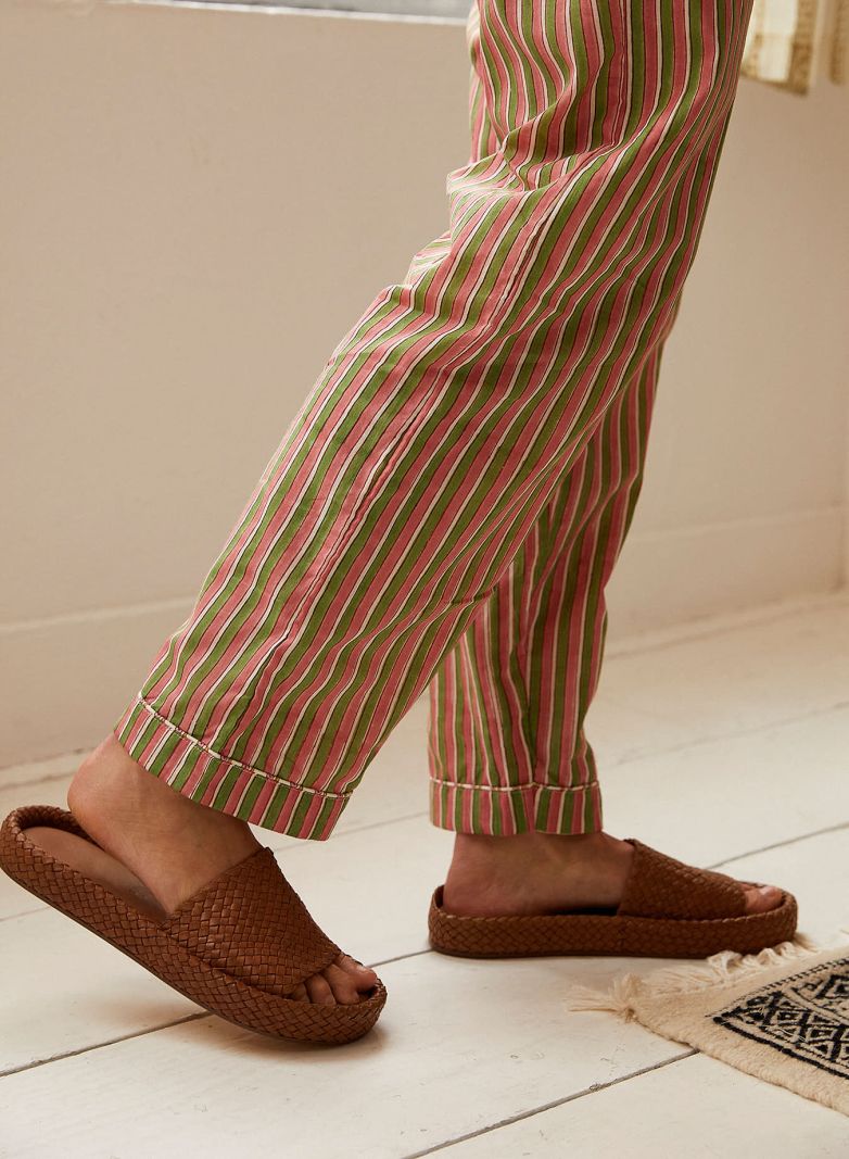 Lounge Pants - Rose Green Stripe