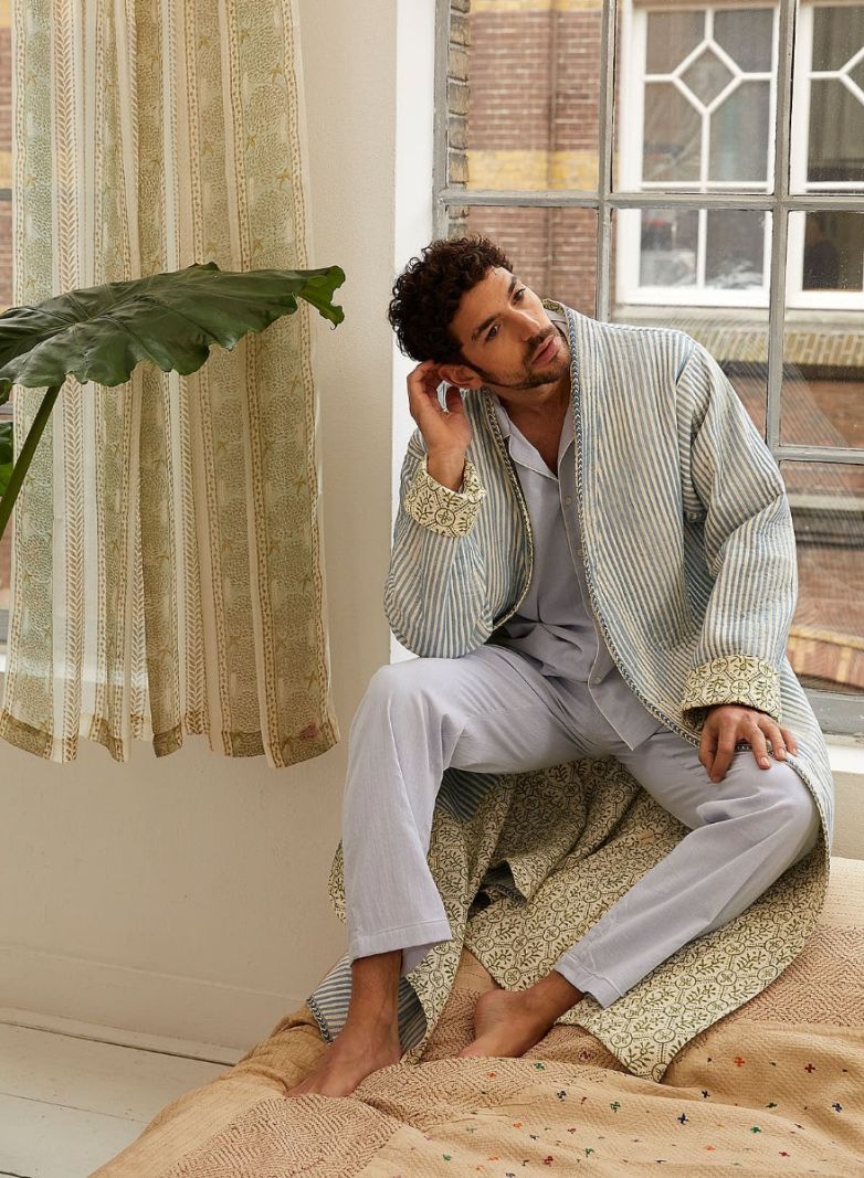 Quilted Maxi Coat Men - Blockprint Collection '23