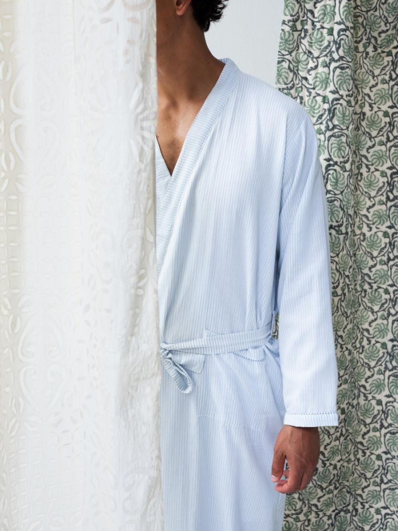 Dressing Gown - Blue Stripes