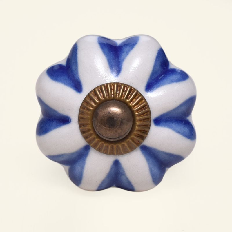 Drawer and Door Knobs - Blue Hearts Ceramic