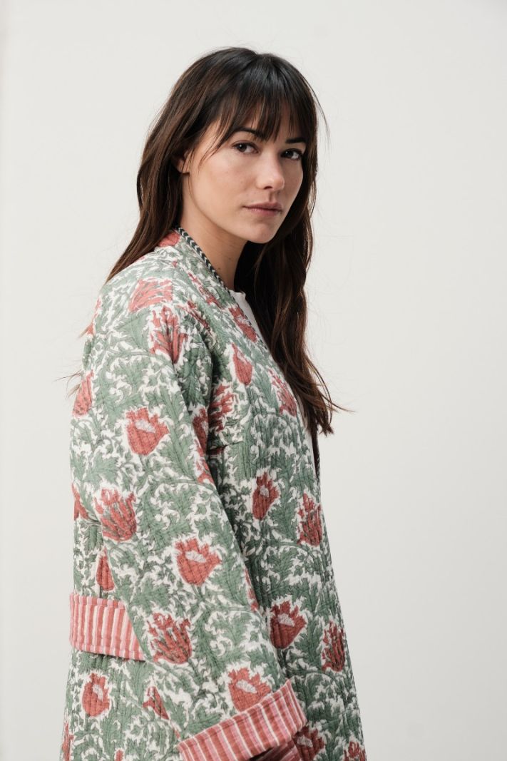 Quilted Maxi Coat - Blockprint Collection