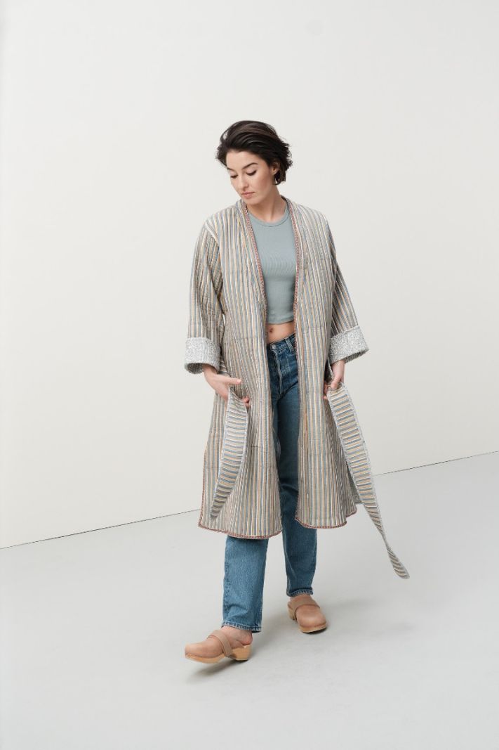 Quilted Maxi Coat - Blockprint Collection