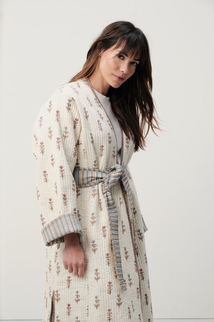 Quilted Maxi Coat - Blockprint Collection