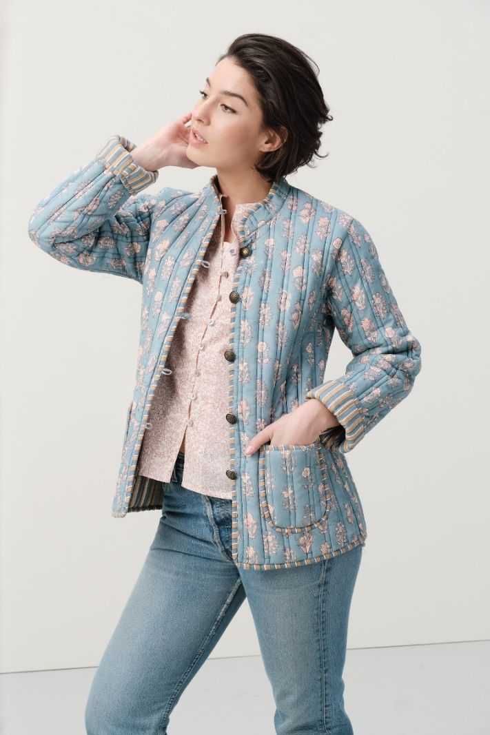 Short Quilted Coat - Blockprint Collection