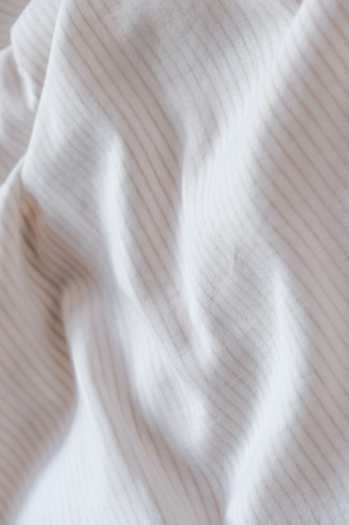 Pyjama V-neck - Beige Stripe