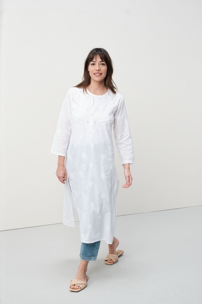 Tunic Long - White with Embroidery